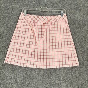 Puma Women's Tech DryInner Shorts Skort Skirt Pink White‎ Plaid Golf Tennis Sz 2